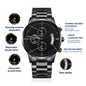 First Anniversary Gift for Him - 1st Anniversary Gift for Husband Black Watch with engraved design