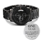 First Anniversary Gift for Him - 1st Anniversary Gift for Husband Black Watch with engraved design
