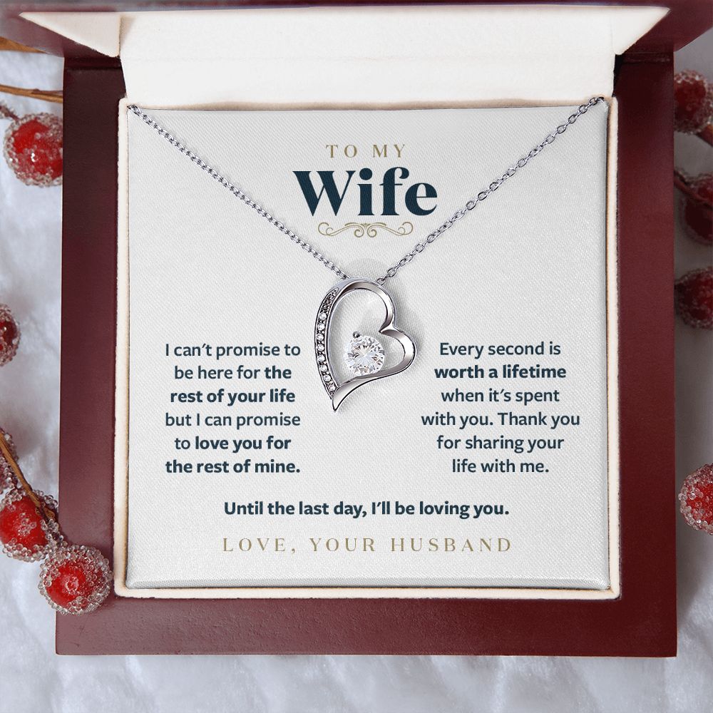 To My Wife - Until the Last Day I will be loving you - Message Card Necklace Gift