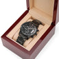 First Anniversary Gift for Him - 1st Anniversary Gift for Husband Black Watch with engraved design
