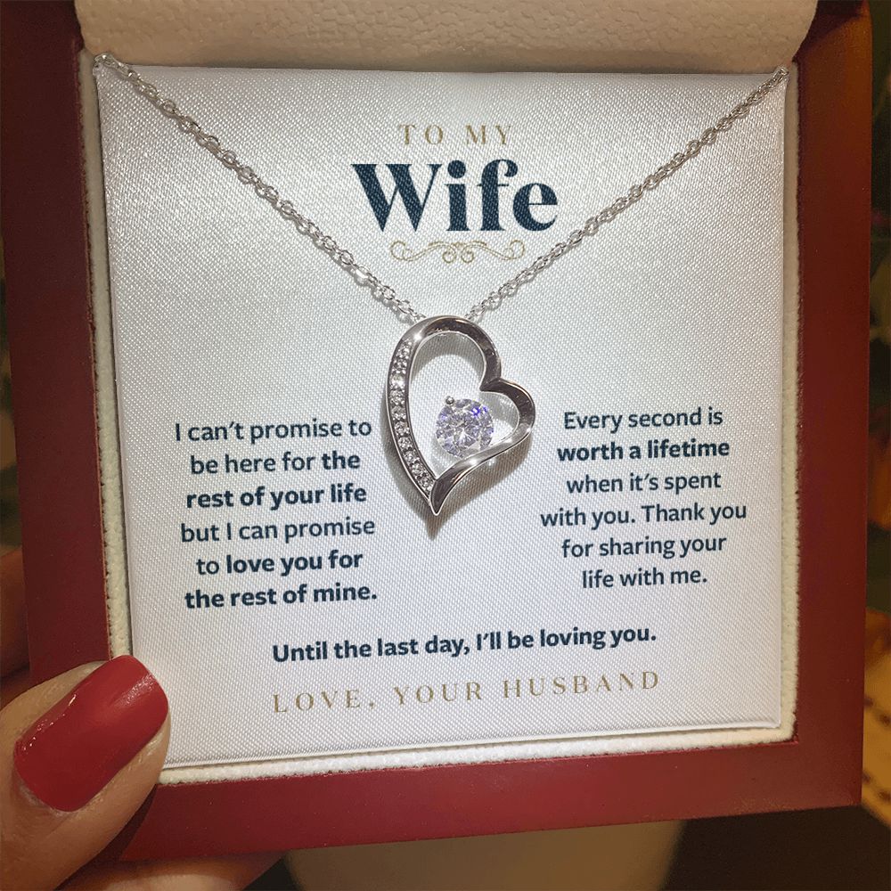 To My Wife - Until the Last Day I will be loving you - Message Card Necklace Gift