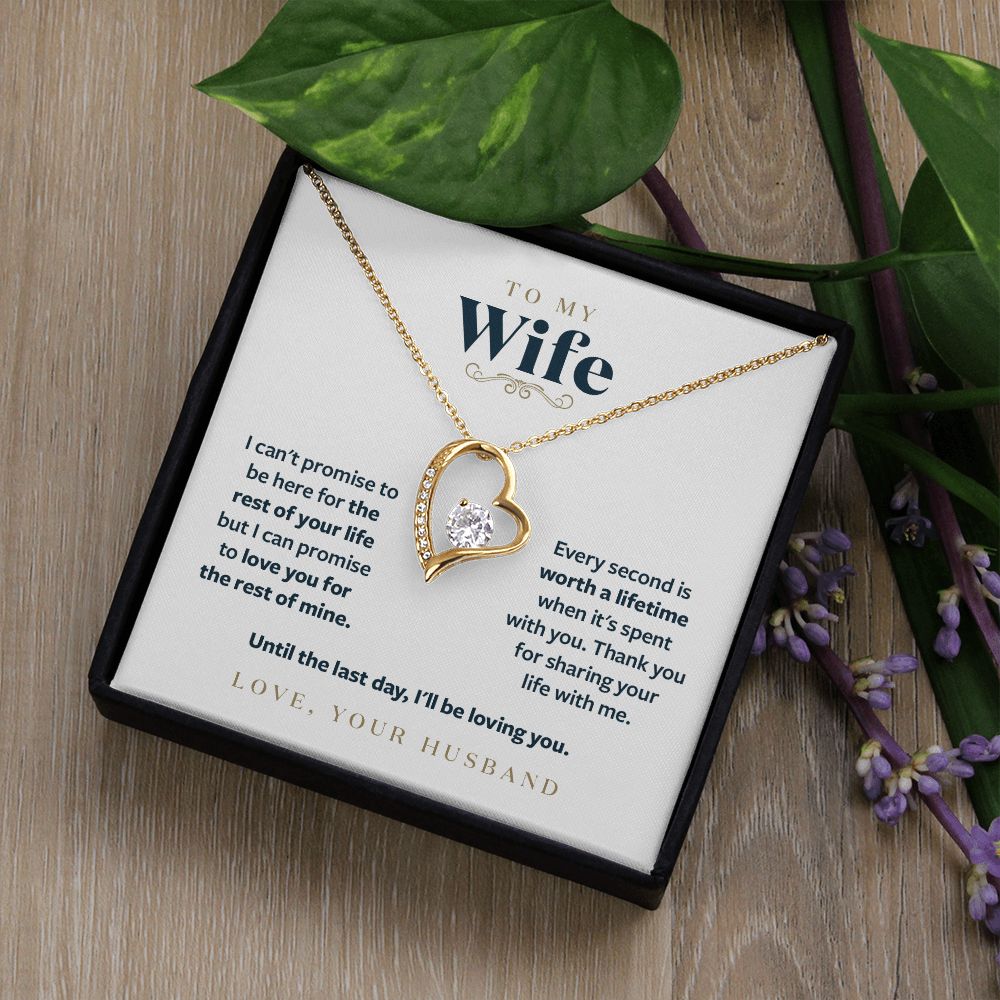 To My Wife - Until the Last Day I will be loving you - Message Card Necklace Gift