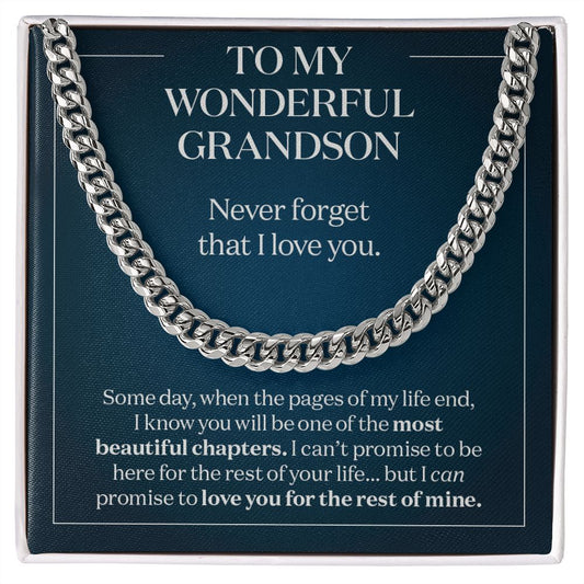 My Grandson One of the Most Beautiful Chapters - Gift for Grandson - Cuban Link Chain