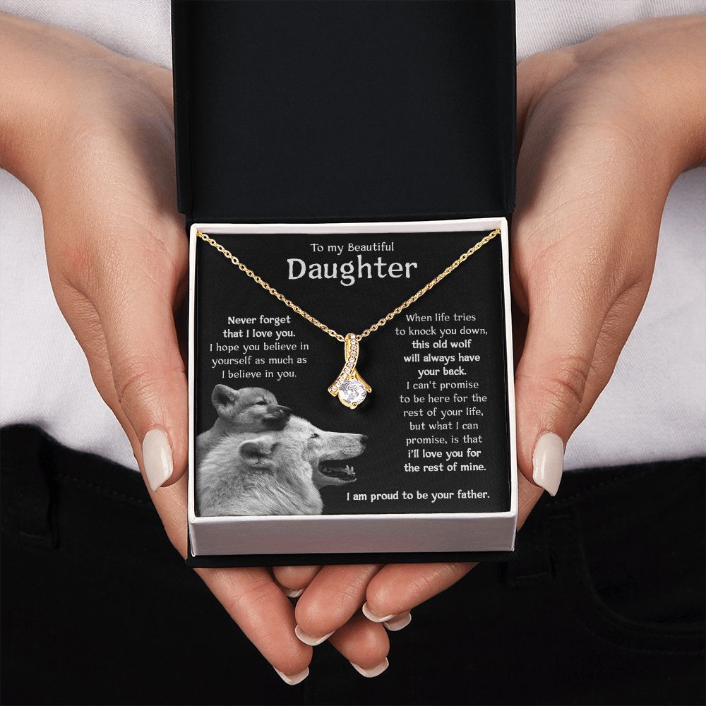 To my Beautiful Daughter Necklace - This Old Wolf Has Your Back
