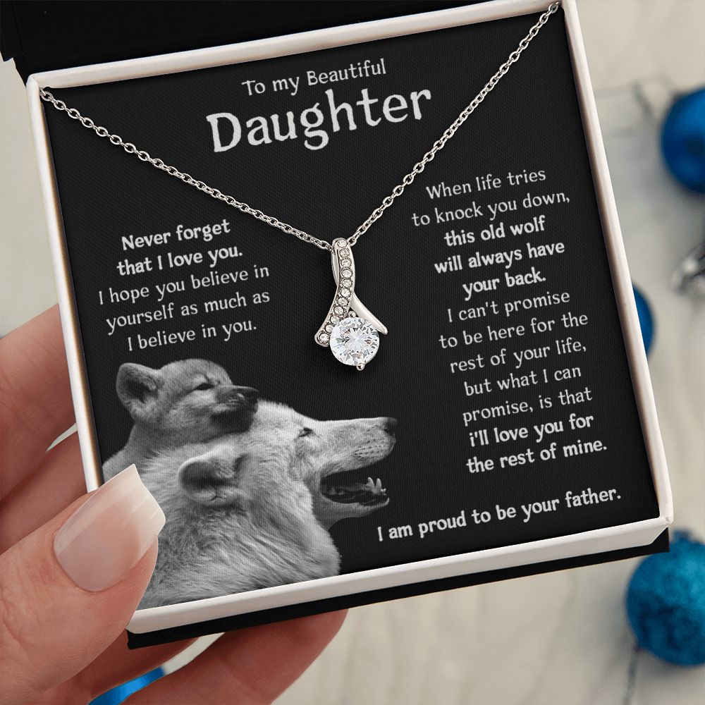 To my Beautiful Daughter Necklace - This Old Wolf Has Your Back