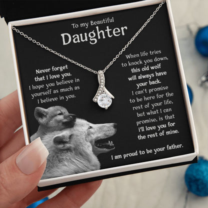 To my Beautiful Daughter Necklace - This Old Wolf Has Your Back