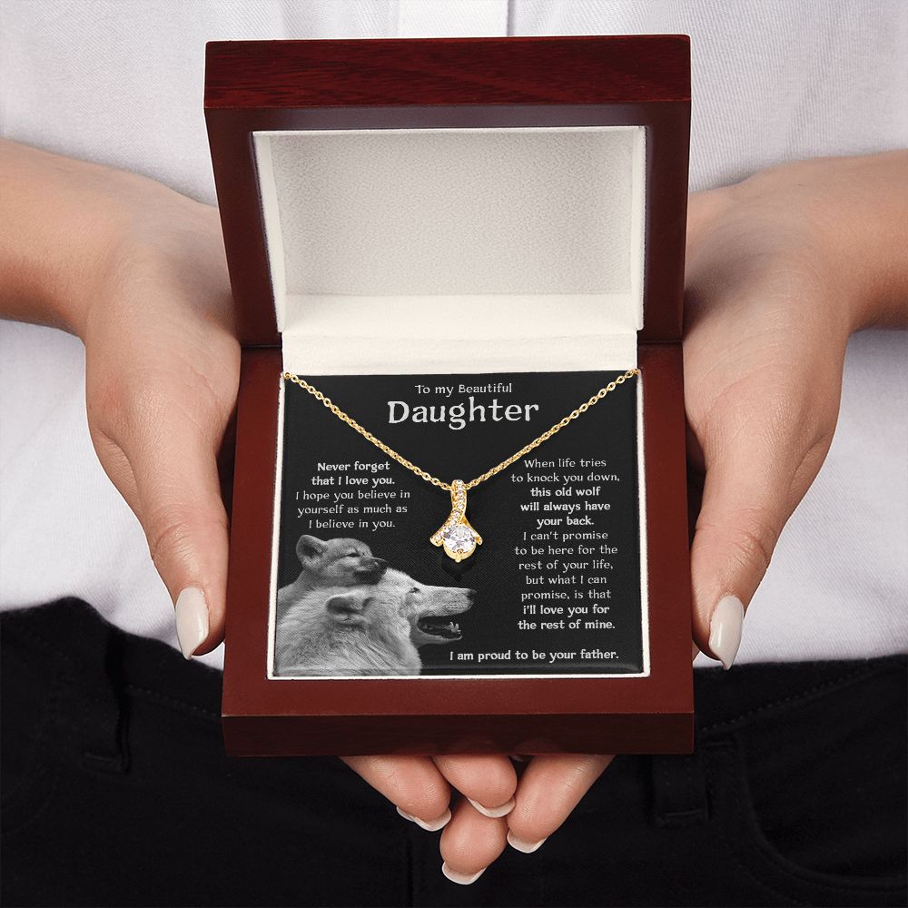 To my Beautiful Daughter Necklace - This Old Wolf Has Your Back