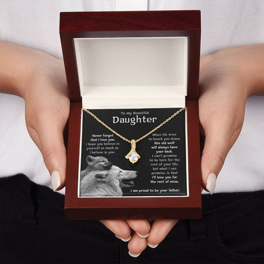 To my Beautiful Daughter Necklace - This Old Wolf Has Your Back