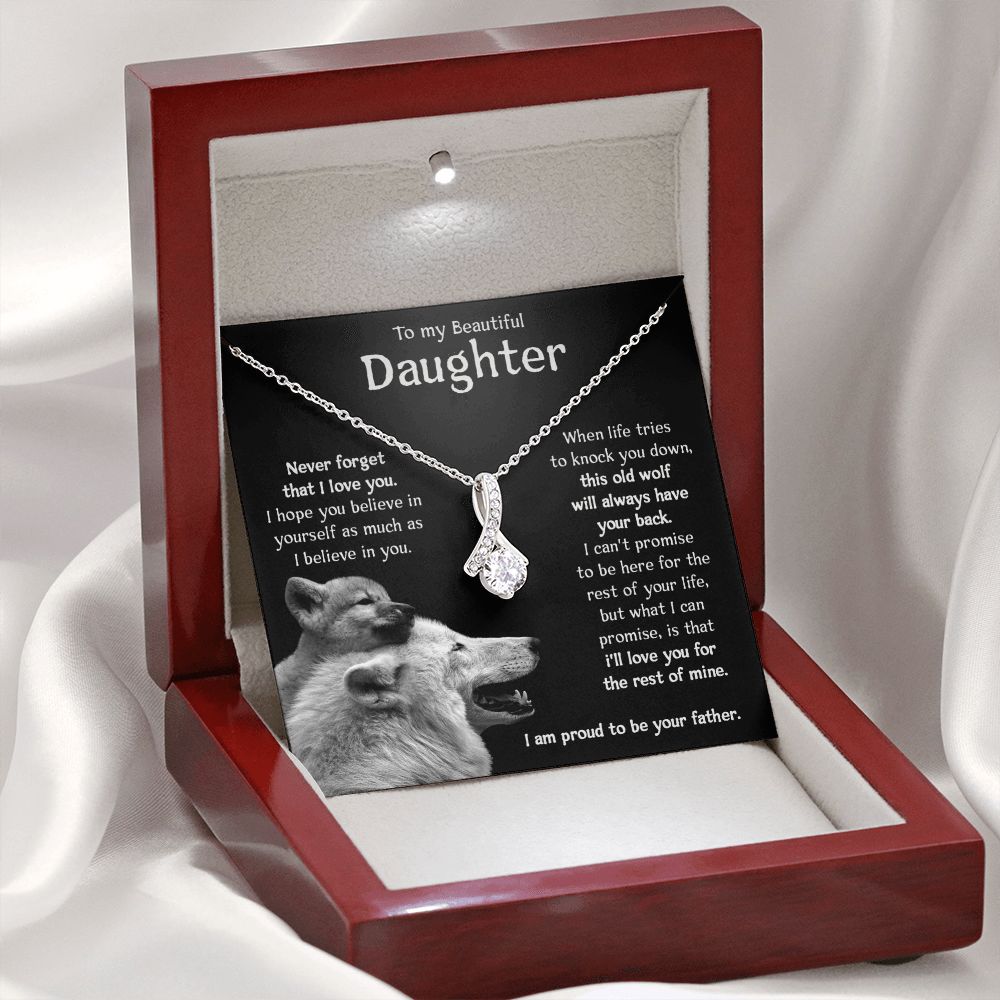 To my Beautiful Daughter Necklace - This Old Wolf Has Your Back