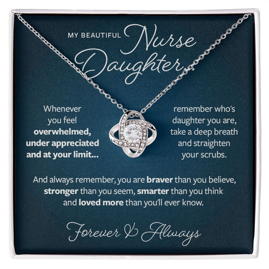 Gift for Nurse Daughter - Braver Stronger Smarter Necklace