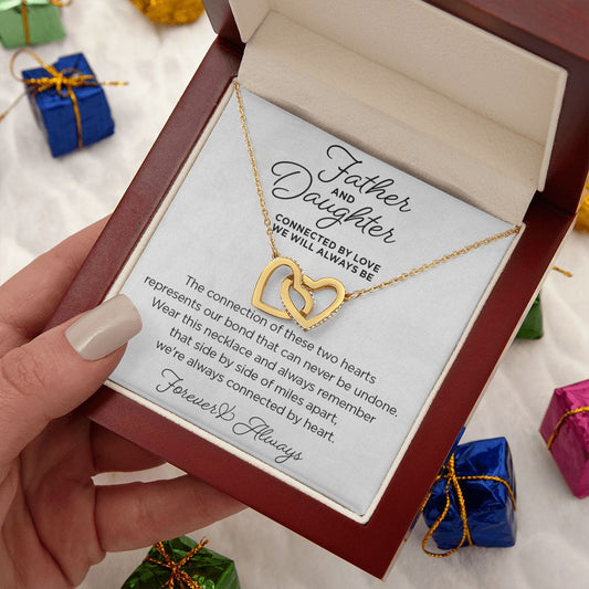 Daughter Gift from Dad - Connected by Heart Necklace