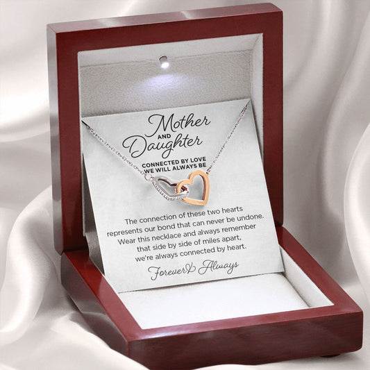 Mother to Daughter Gift or Daughter to Mother Gift - Connected by Heart Necklace