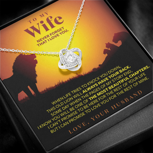 To My Wife - This Old Lion Will Always Have Your Back - Message Card Necklace