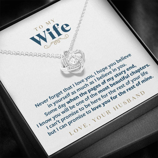 To My Wife - The Most Beautiful Chapter in My Story - Message Card Necklace for Wife